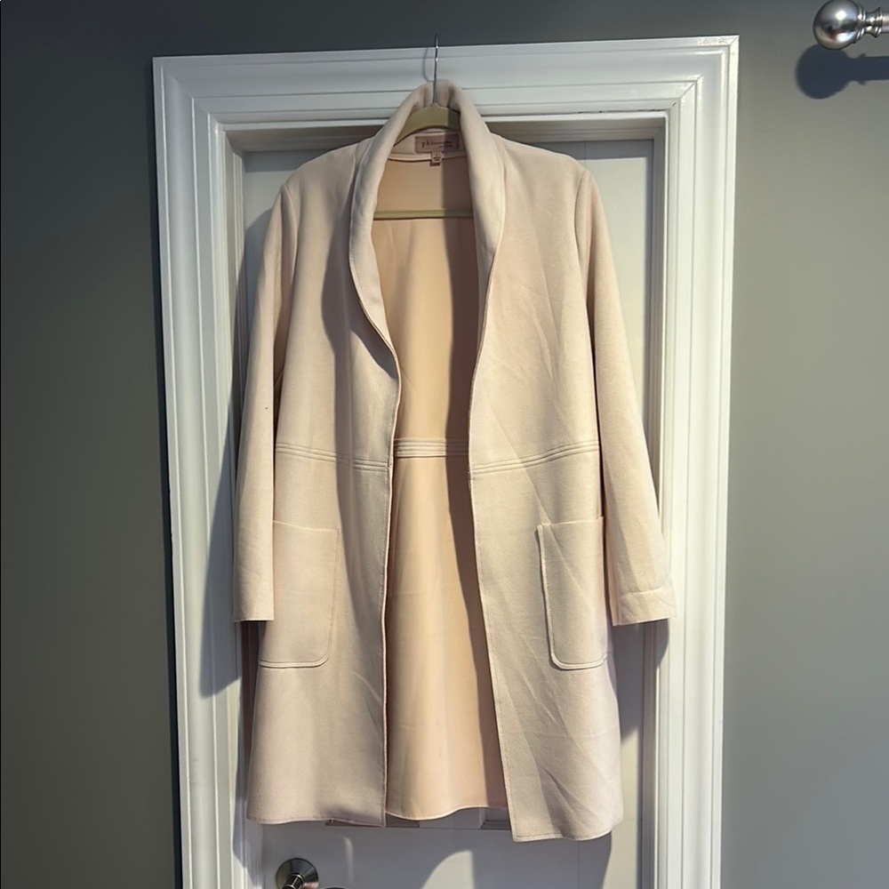 Philosophy Cream and Pink Trench Coat with Relaxed Fit